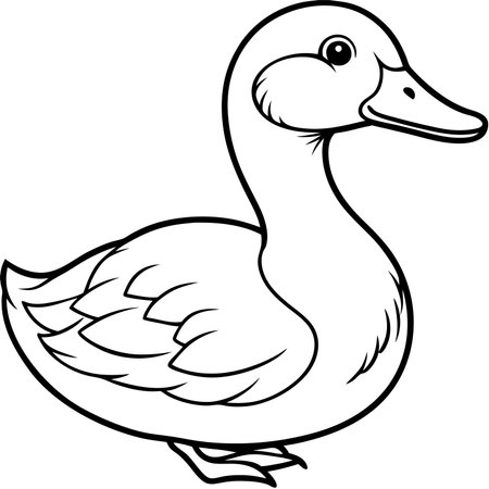 Black and White Cartoon Illustration of Funny Duck for Coloring Bookのイラスト素材