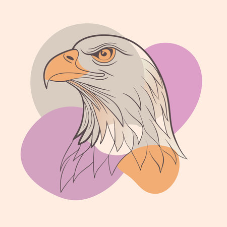 Eagle head on colorful background. Vector illustration in cartoon style.のイラスト素材