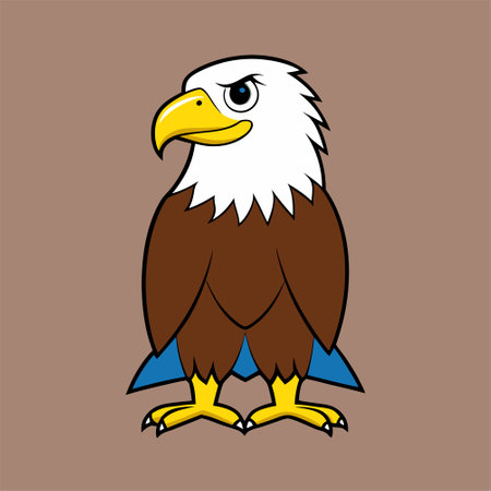 Eagle cartoon icon. Vector illustration of a bald eagle mascot.のイラスト素材