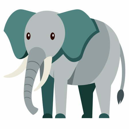 Elephant isolated on white background. Vector illustration in flat style.のイラスト素材