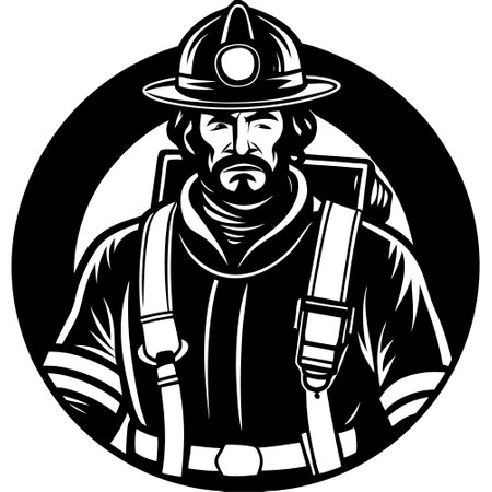 Fireman.Vector illustration ready for vinyl cutting. Isolated on white background.のイラスト素材