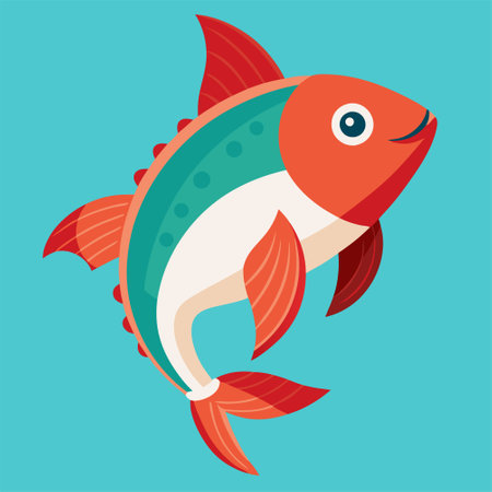 Fish. Vector illustration in flat style. Isolated on blue background.のイラスト素材