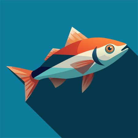 Fish icon. Flat vector related icon with long shadow for web and mobile applicationsのイラスト素材