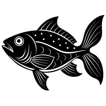 Fish. Vector illustration ready for vinyl cutting. Black and white.のイラスト素材