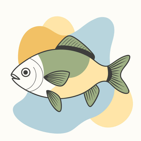 Illustration of a fish on a colored background. Vector illustration.のイラスト素材