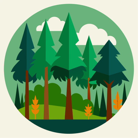 Pine forest vector illustration. Flat design style. EPS 10.のイラスト素材