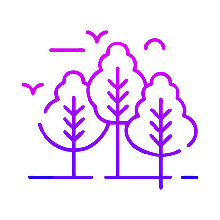 Trees flat line vector icon. Pictogram for web page, mobile app, promo. Editable stroke.のイラスト素材
