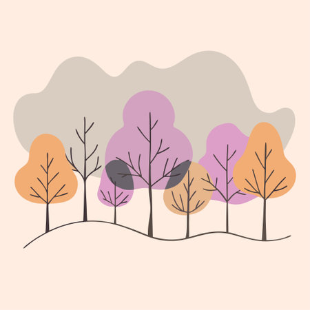 Autumn trees in flat style. Vector illustration for your design.のイラスト素材