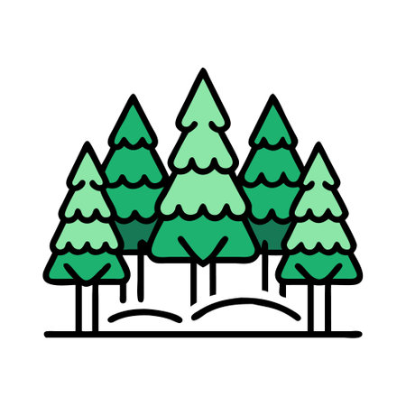 Pine tree line icon, concept sign, outline vector illustration, linear symbol.のイラスト素材