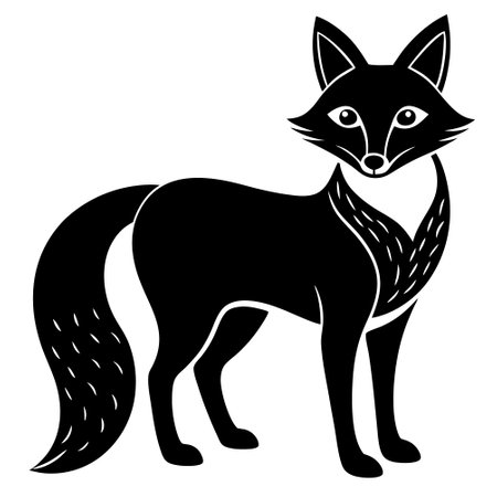 Black silhouette of a fox on a white background. Vector illustration.のイラスト素材