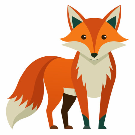 Red fox on a white background. Vector illustration in cartoon style.のイラスト素材