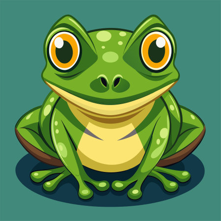 Frog on a green background. Cartoon style. Vector illustration.のイラスト素材