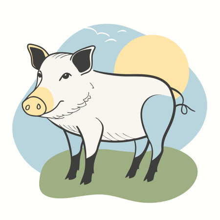 Illustration of a piggy on a white background. Vector illustrationのイラスト素材