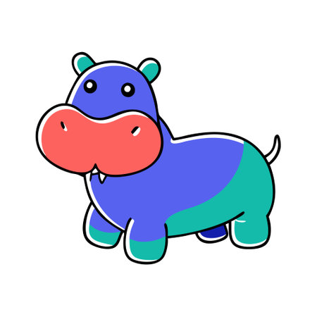 Hippopotamus. Cute cartoon animal. Vector illustration.のイラスト素材