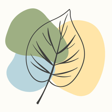 Leaf line art vector illustration. Hand drawn botanical element.のイラスト素材