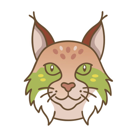 Cute lynx head. Vector illustration of cartoon lynx head.のイラスト素材