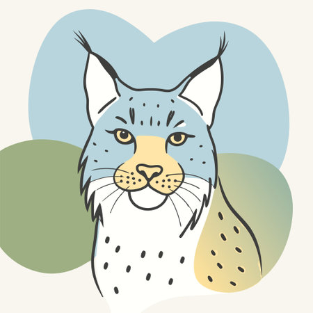 Vector illustration of a lynx head on a background of hearts.のイラスト素材