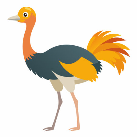 Cute ostrich isolated on a white background. Vector illustration.のイラスト素材