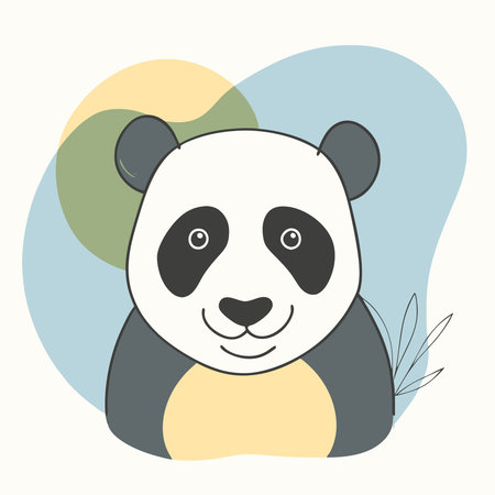 Cute panda bear. Hand drawn vector illustration in flat style.のイラスト素材