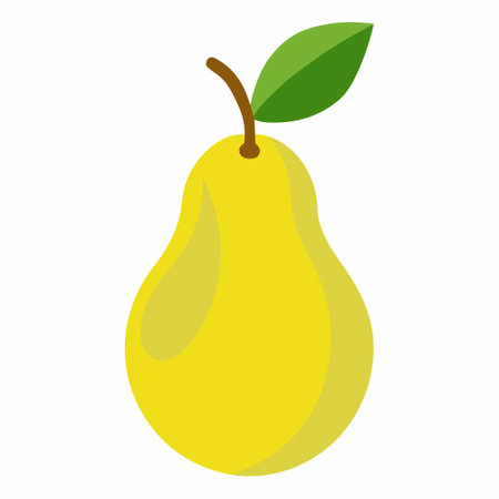 pear fresh fruit icon vector illustration design graphic flat style yellow colorのイラスト素材