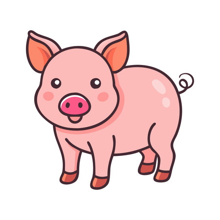 Cute pig isolated on white background. Vector illustration in cartoon style.のイラスト素材