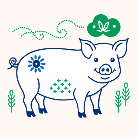 Vector illustration of a cute pig in the Scandinavian style.のイラスト素材