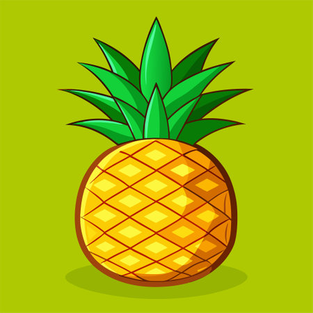 Pineapple tropical fruit icon in flat style. Vector illustration.のイラスト素材