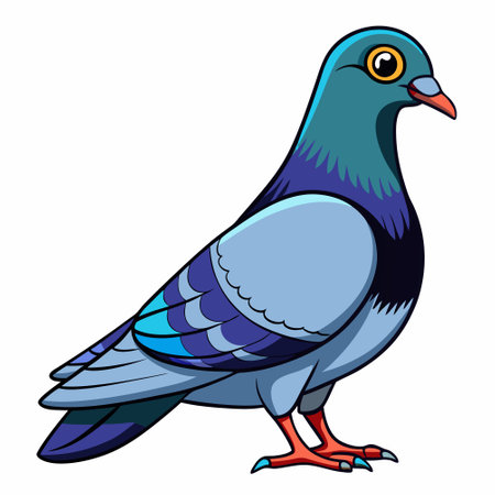 Pigeon isolated on white background. Vector illustration in cartoon style.のイラスト素材