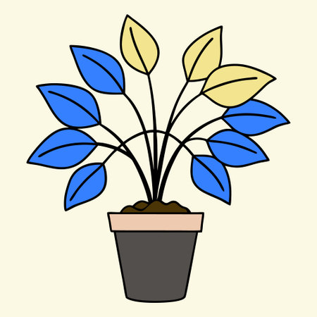 Illustration of a plant in a pot on a beige backgroundのイラスト素材