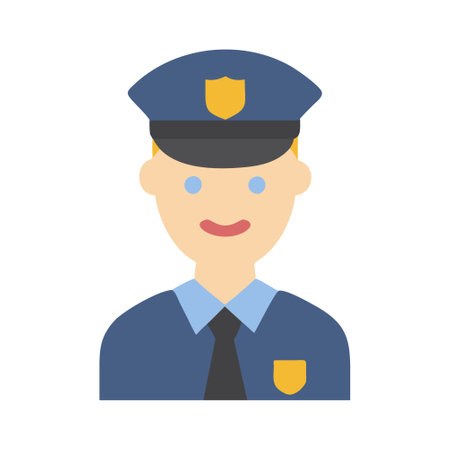 Police officer flat color icon vector illustrationのイラスト素材