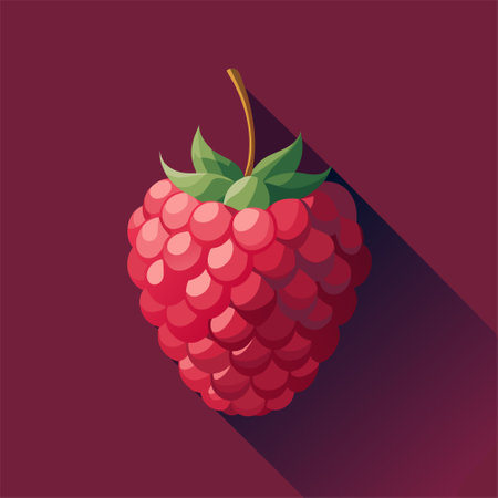 Raspberry icon, flat design with long shadow. Vector illustration.のイラスト素材
