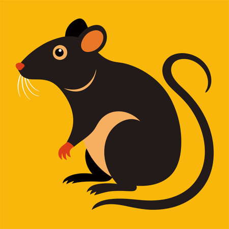 Rat. Vector illustration on a yellow background. Symbol of 2020.のイラスト素材