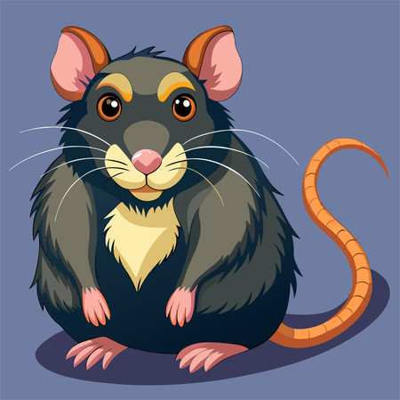 Illustration of a rat on a blue background. Vector illustration.のイラスト素材