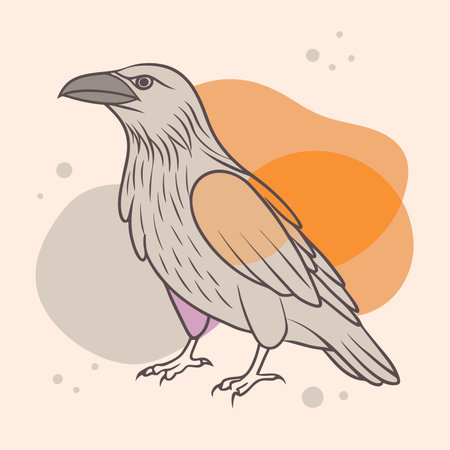 Cute hand drawn vector illustration of a crow. Doodle style.のイラスト素材