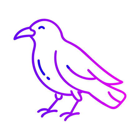 Crow bird isolated on white background. Vector line art illustration.のイラスト素材