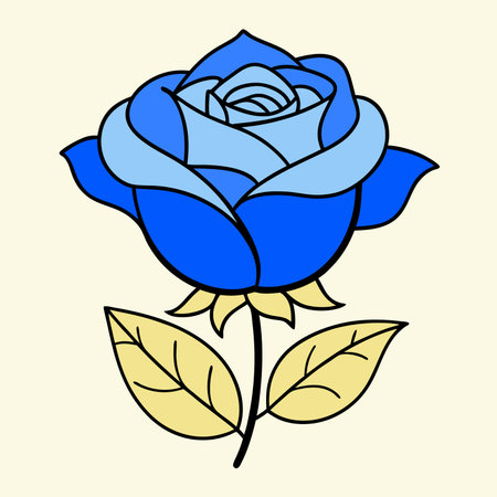 Vector illustration of a beautiful blue rose on a beige background.のイラスト素材