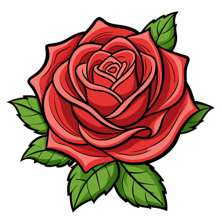 Red rose on a white background. Vector illustration for your design.のイラスト素材