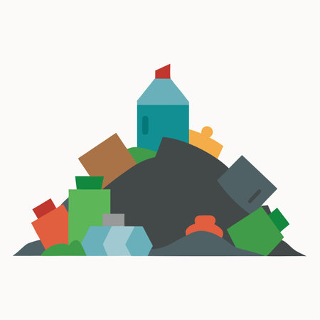 Pile of garbage flat color vector icon. Pollution, environment, ecology concept.のイラスト素材