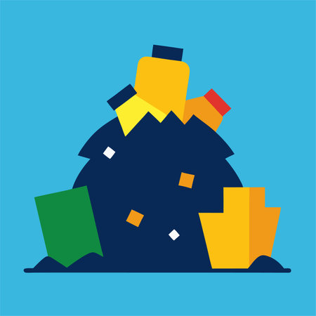 Flat design vector illustration of garbage, pollution, environment concept.のイラスト素材