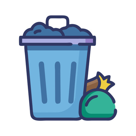 trash can with garbage bag and coin vector illustration design graphic flatのイラスト素材