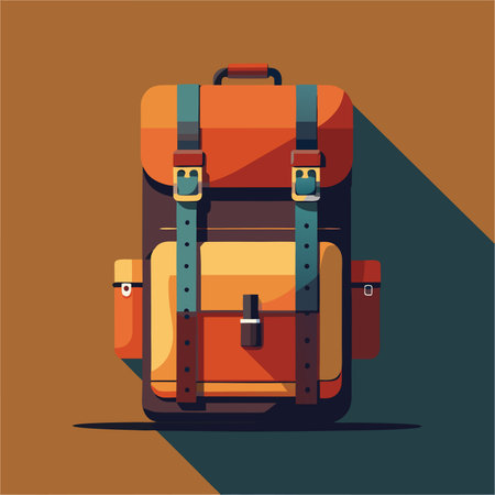 Travel backpack. Vector illustration in flat design style. Eps 10.のイラスト素材