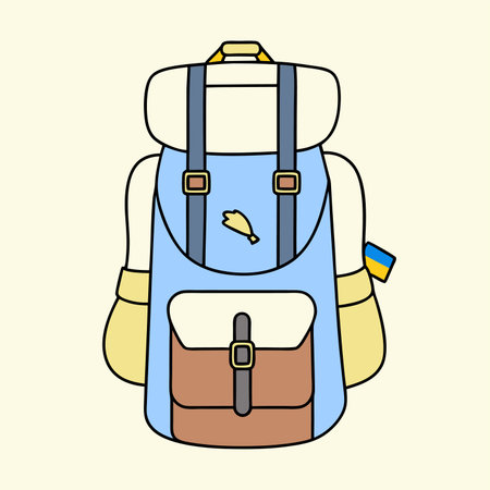 Vector illustration of a backpack in flat style. Backpack icon.のイラスト素材