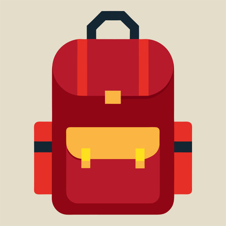 Red school backpack icon. Flat illustration of red school backpack icon for web designのイラスト素材