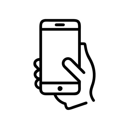 Smartphone icon vector. A thin line sign. Isolated contour symbol illustrationのイラスト素材