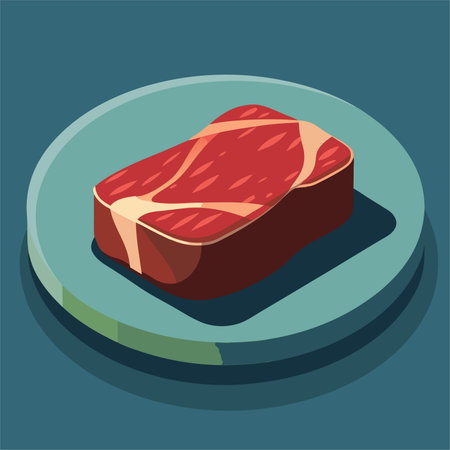 Steak isometric icon. Vector illustration of a piece of meat.のイラスト素材