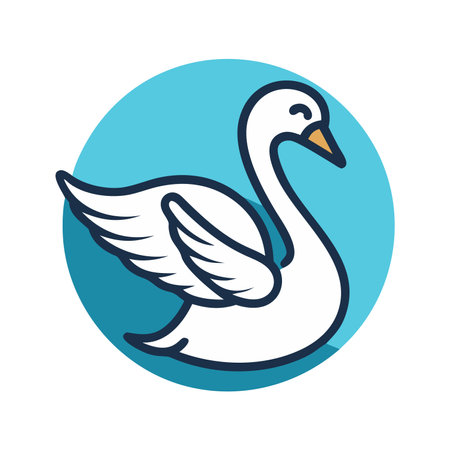 swan animal cartoon isolated icon vector illustration graphic design in blue circleのイラスト素材
