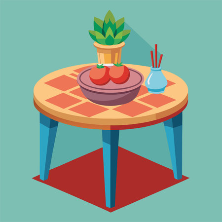 Wooden table on a white background. Vector illustration in outline style.のイラスト素材