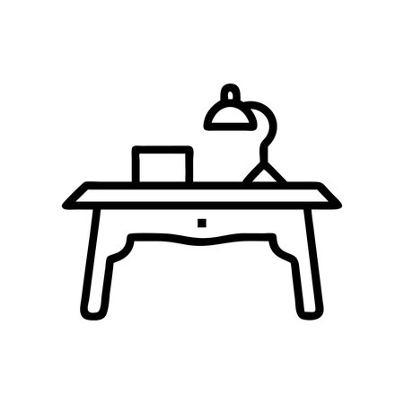 Working table line icon, concept illustration, outline symbol, vector sign, linear symbol.のイラスト素材