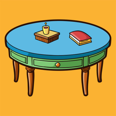 Table with books and candles. Vector illustration in doodle styleのイラスト素材
