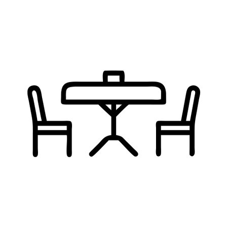 Table and chairs icon vector. A thin line sign. Isolated contour symbol illustrationのイラスト素材